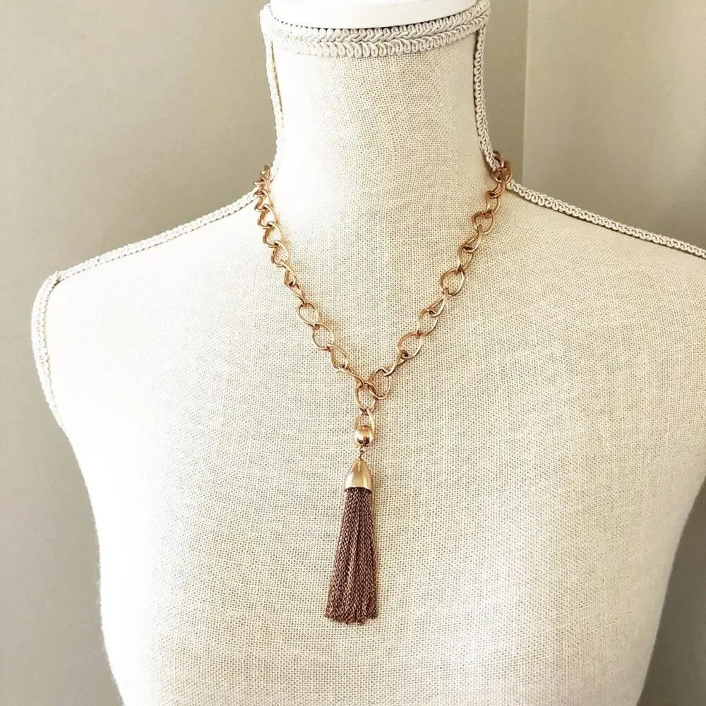 Baublebar Rose Gold Chain Tassel Necklace